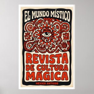 Mystisk kulturkonsttryck, spansk typografi poster