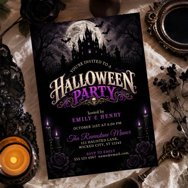 Mystisk Kuslig Gotisk Halloweenfest Inbjudningar (Skapare uppladdad)