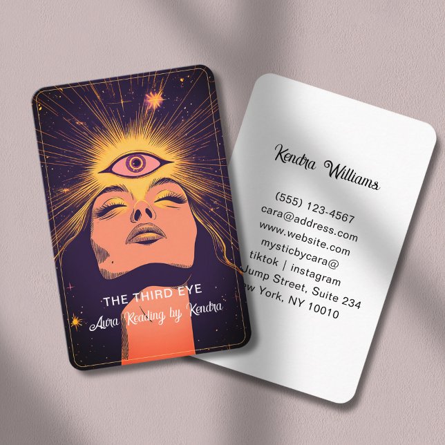 Mystisk kvinna öga mörkblå -Guld Visitkort (Mystic Woman Eye Dark Blue -Gold Business Card)