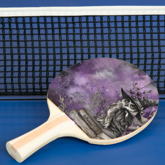 Mystisk Lila Häxliknande Ugglekonst Anpassat Namn Pingisracket