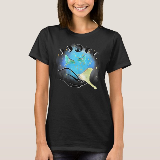 Mystisk Lunamålne Måne Ockult Psykisk Goth Celest T Shirt (Framsida)