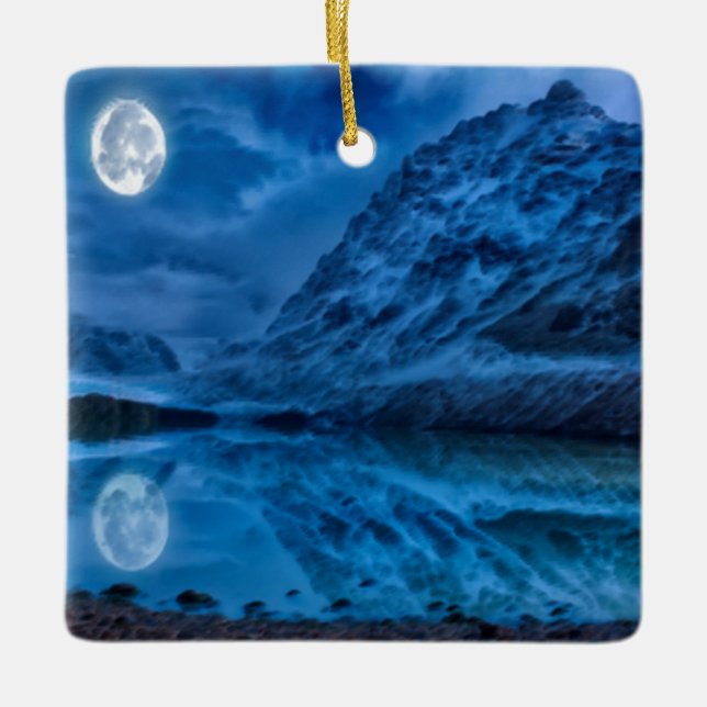 Mystisk lunar midnatt julgransprydnad keramik (Framsida)