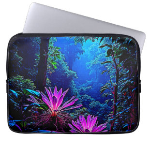 Mystisk lysande djungelblomdesign laptop fodral