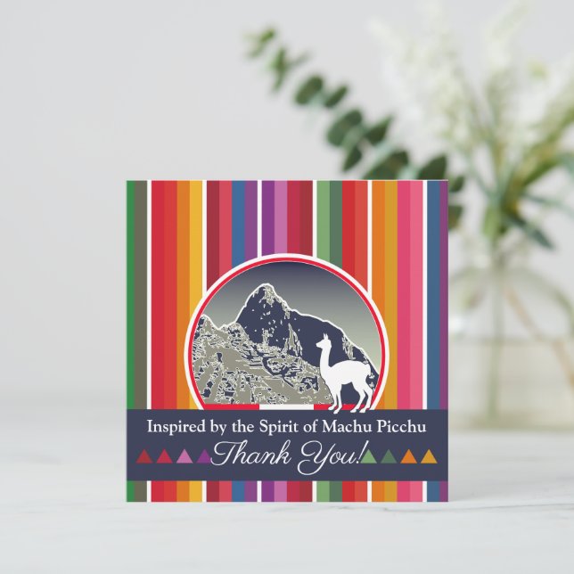 Mystisk Machu Picchu Peru Inspirerad Resedesign Tack Kort (Stående Fram)