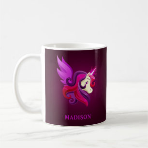 Mystisk Magenta Unicorn Personlig Namn Kaffemugg