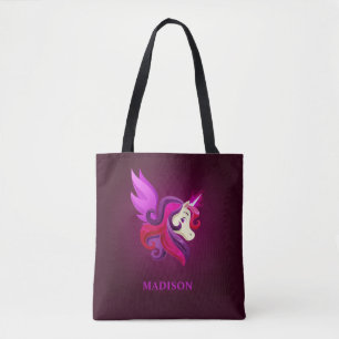 Mystisk Magenta Unicorn Personlig Namn Tygkasse