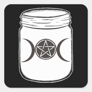 Mystisk Magisk Månor Masonkruka Halloweenfest Fyrkantigt Klistermärke