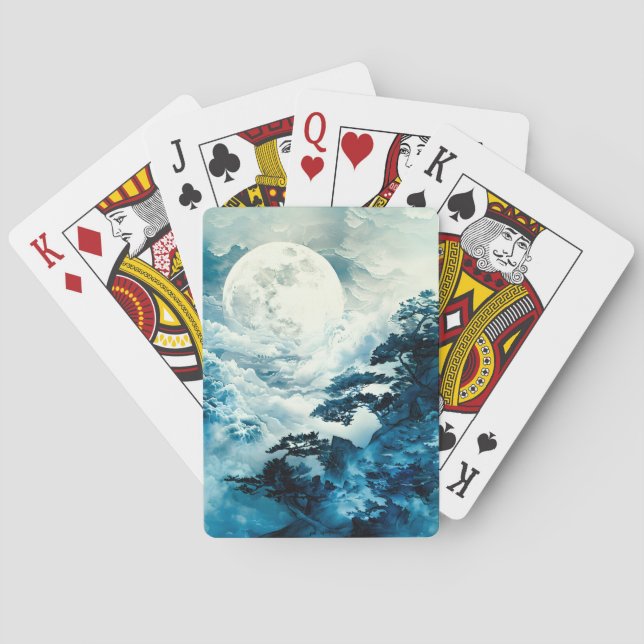 Mystisk månbelyst bergslandschaft casinokort (Baksidan)