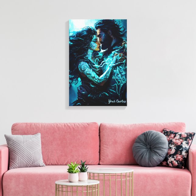 Mystisk Månbelyst Fantasy Romantik för Kärliga Canvastryck (Insitu (Vardagsrum))