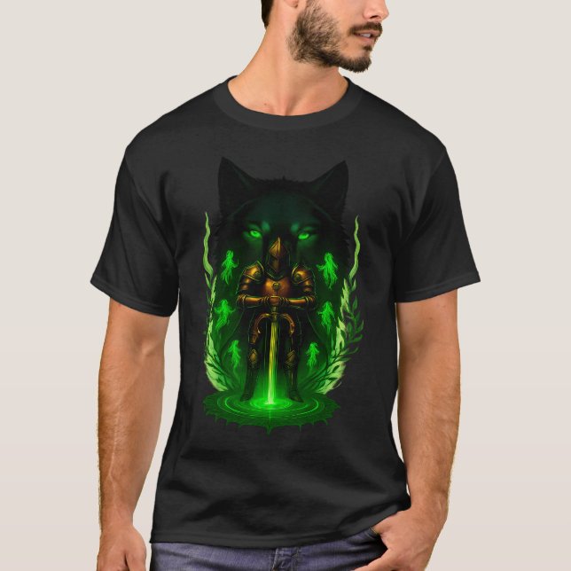 Mystisk måne, himmelsk konst, handtexturerad t shirt (Framsida)