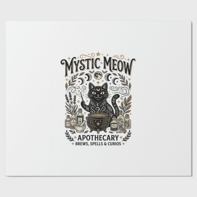 Mystisk Meow Katt Häxig Mystisk Apotek Katt Vinta Presentpapper (Platt)