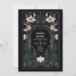 Mystisk Mörk Art nouveau bröllopsinbjudan Inbjudningar