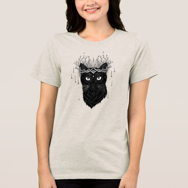 mystisk mörk katt t shirt (Framsida)