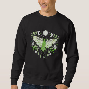 Mystisk Moth Grön Celestial Blomma Månfaser Lång Ärmad Tröja