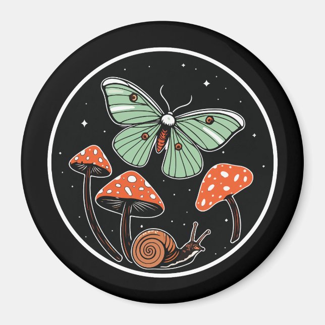 Mystisk Moth med Svamp och Snigel Magnet (Framsidan)