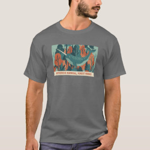 Mystisk Narval Skogs Vän retro grafik T Shirt
