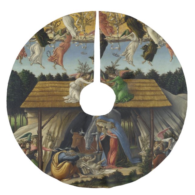 Mystisk Nativity av Sandro Botticelli Julgransmatta Borstad Polyester (Framsidan)