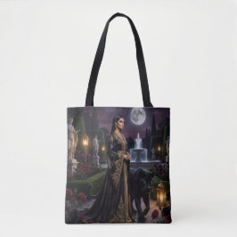 Mystisk nattträdgård Kvinna & panter Totebag Tygkasse