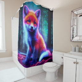 Mystisk neonräv i glansbehärskad skog