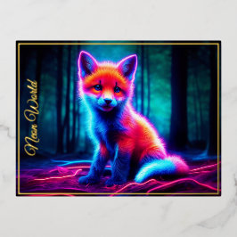 Mystisk neonräv i glansbehärskad skog