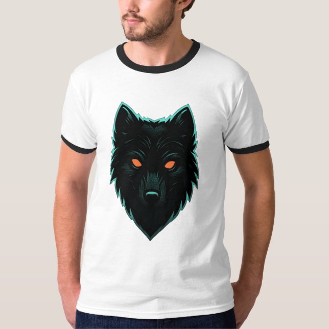 Mystisk neonvargdesign T-shirt (Framsida)