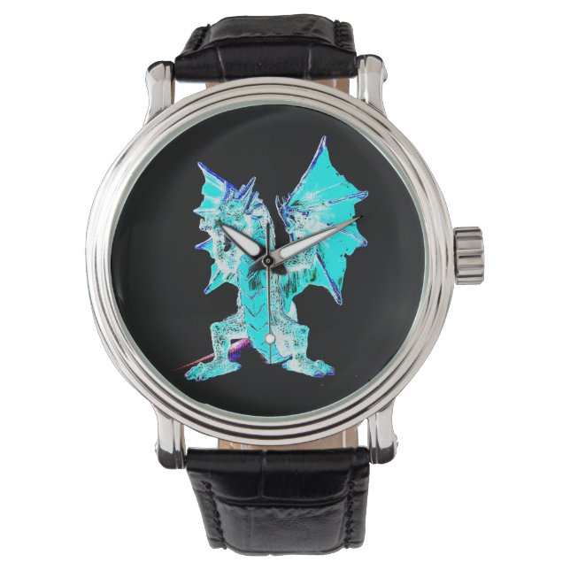 Mystisk Ocean Blå Drak Fantasy Ur Konstverk Armbandsur (Framsida)