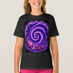 Mystisk Ocean Spiral Galax Skal Konst Lila Cosm T Shirt
