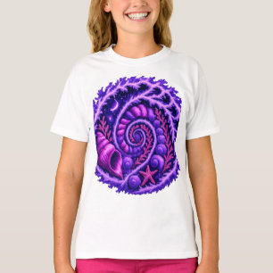 Mystisk Ocean Spiralgalax Skal Art Lila Kosmos T Shirt
