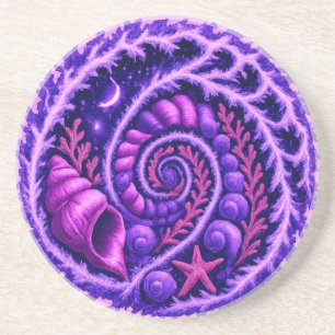 Mystisk Ocean Spiralgalax Skal Art Lila Kosmos Underlägg
