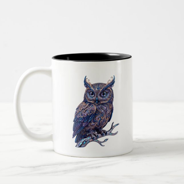 Mystisk Ornamenterad Ugglkaffe Mugg - Celestial Ko (Vänster)