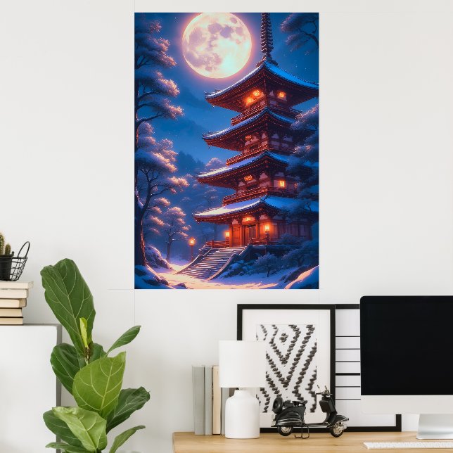 Mystisk Pagod Under Månsken Poster (Hemmakontoret)