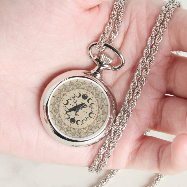 Mystisk Räv Månefas Mandala Celestial Konst Armbandsur (Gothic raven watch)