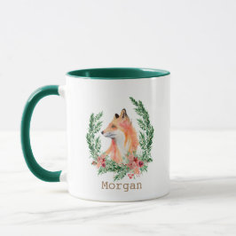 mystisk räv ständigt grön krans monogram Mugg