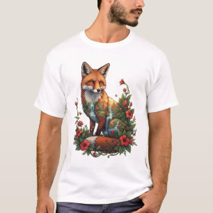 Mystisk Räv Tropisk Tempellandskap Vilda Djur T Shirt