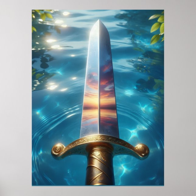 Mystisk reflektion av fantasins svärdskonsttryck poster (Framsidan)