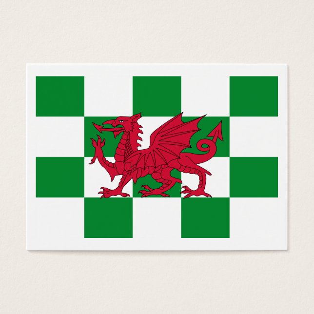 Mystisk röd keltisk drakflagga för Wales Visitkort (Framsidan)