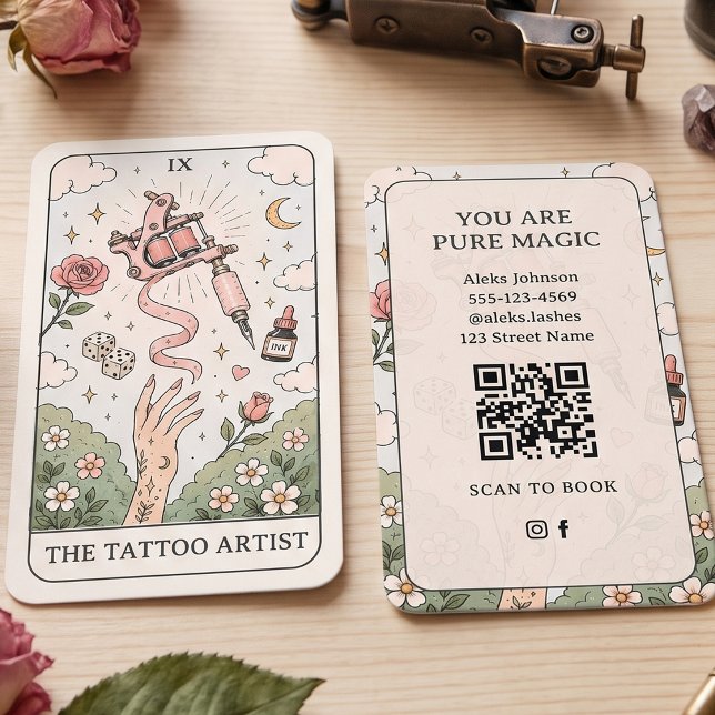 Mystisk Rodnad Tattoo Artist Tarot Design Visitkort (Skapare uppladdad)
