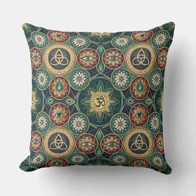 Mystisk Sakral Design - Andligt Mandala Mönster Kudde (Framsida)