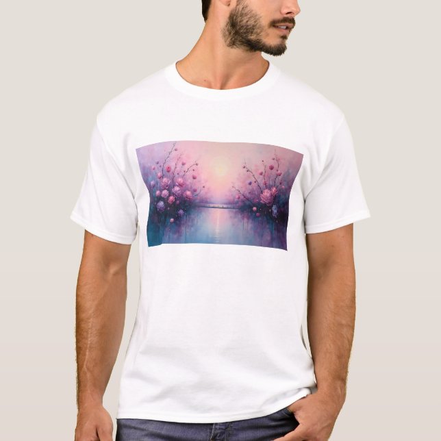 Mystisk Sakura-sjö T-shirt | Drömmar om blommande  (Framsida)
