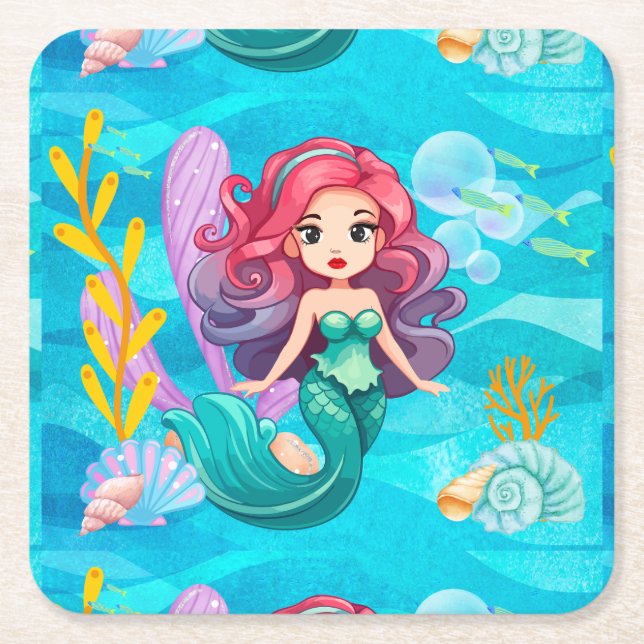 Mystisk sirendesign underlägg papper kvadrat (Framsidan)