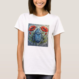 Mystisk skalbagge Alltseende öga Vallmo Blomma T Shirt