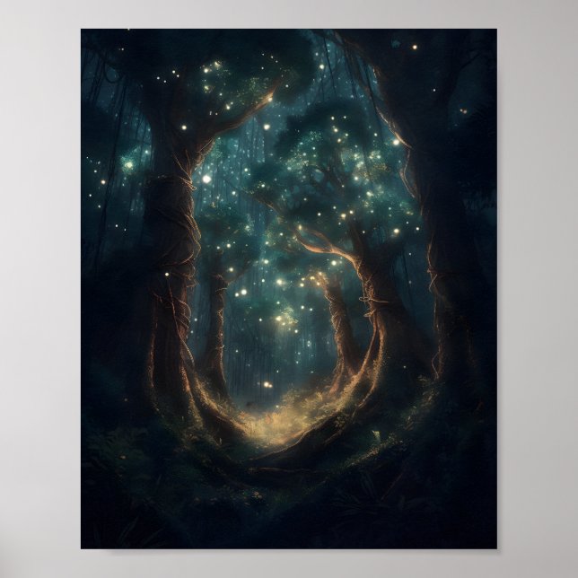 Mystisk skog fylld med torn i Träd Poster (Framsidan)