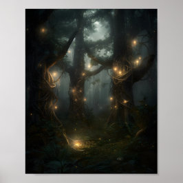 Mystisk skog fylld med torn i Träd Poster