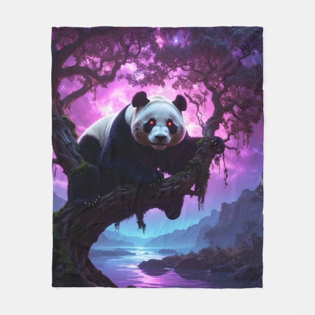 Mystisk Skog Panda Fleecefilt (Framsidan)