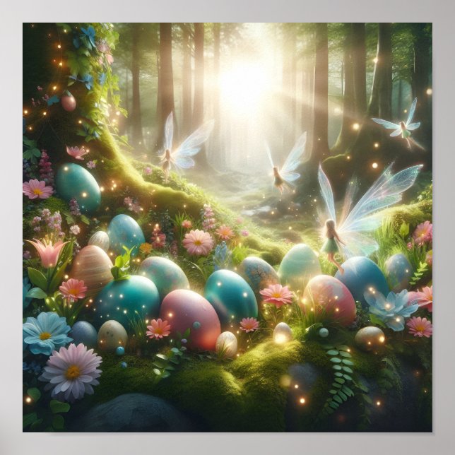 Mystisk Skogs Fågel Magiska Vår Ägg Poster (Framsidan)