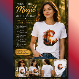 Mystisk Skogsbokstav C T-Shirt | Fantasy Natur