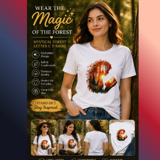 Mystisk Skogsbokstav C T-Shirt | Fantasy Natur 