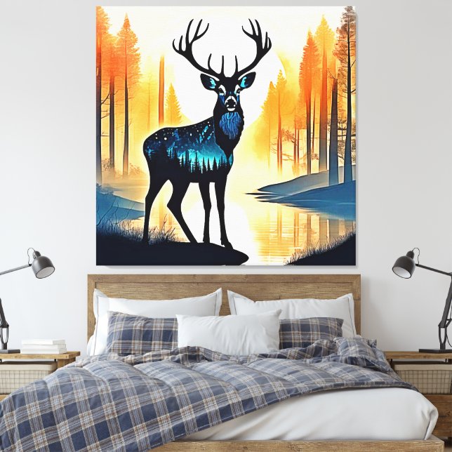 Mystisk skogshjort canvastryck (Insitu (sovrum))
