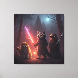 Mystisk Skogsstrid Djur Konst Canvastryck