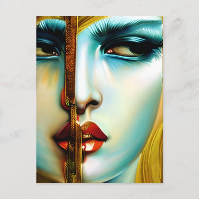 Mystisk Skönhet Guldgudinna   Vykort (Framsida)